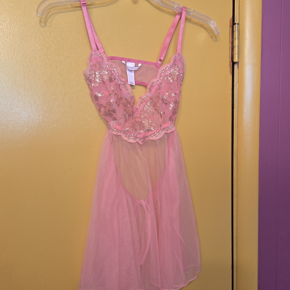 Victoria's Secret Pink Sheer Lace Babydoll Chemise